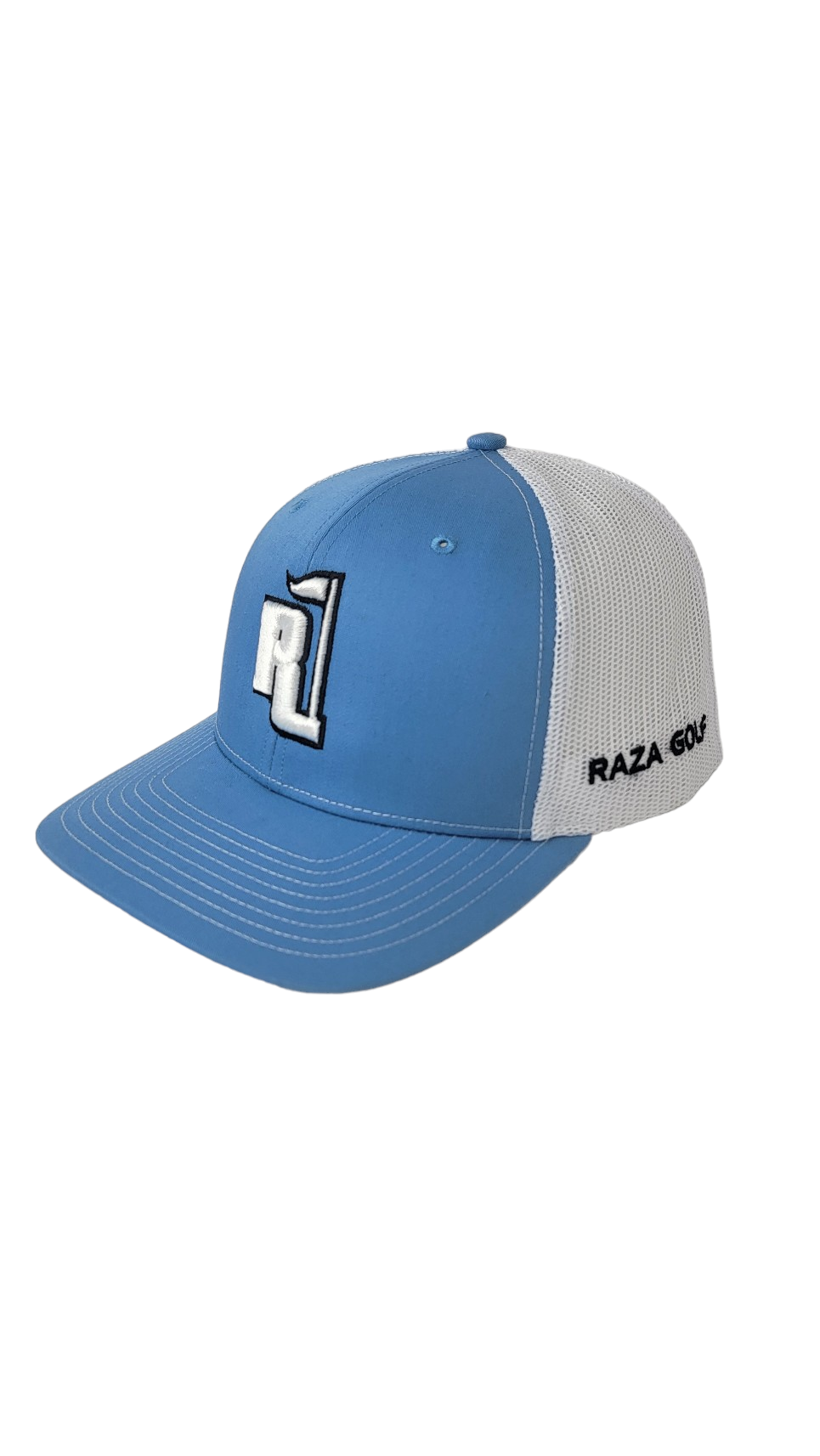 Raza Golf Baby Blue and White Trucker with White and Black Logo