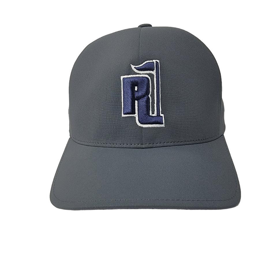 Raza Golf Gray Fitted Hat with Navy and White Logo