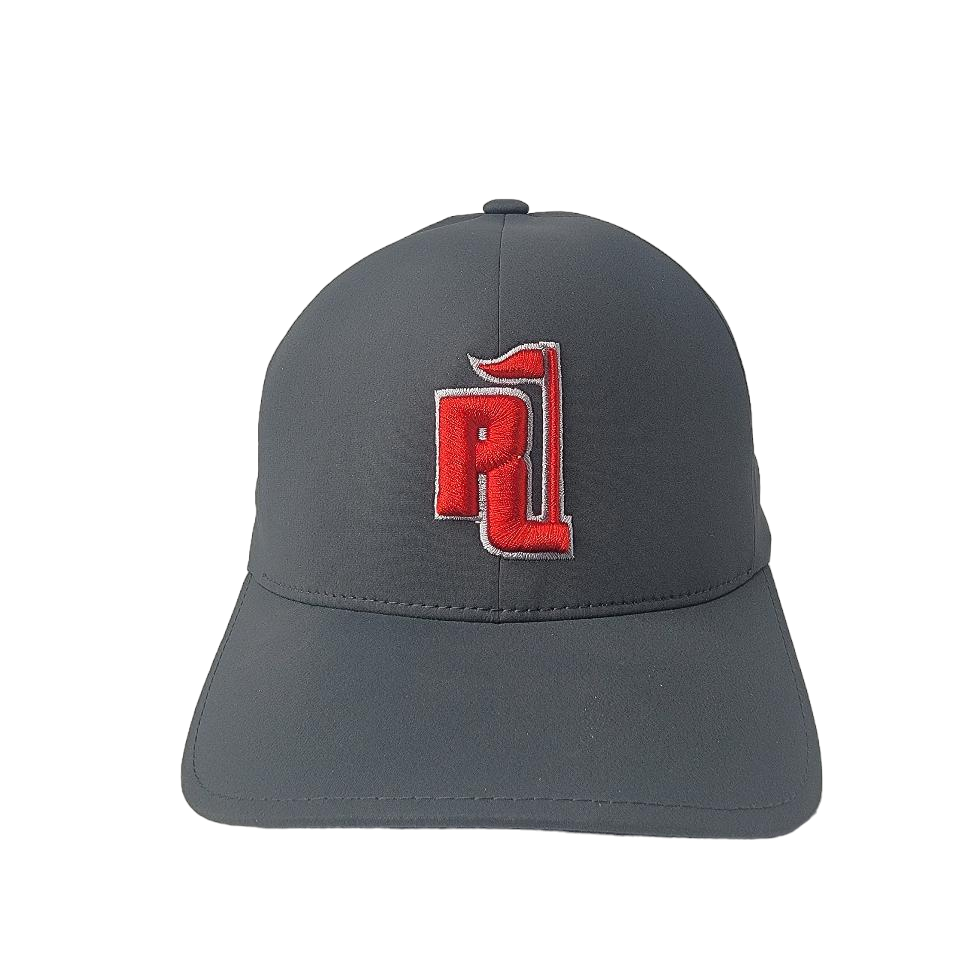 Raza Golf Gray Fitted Hat with Red and White Logo