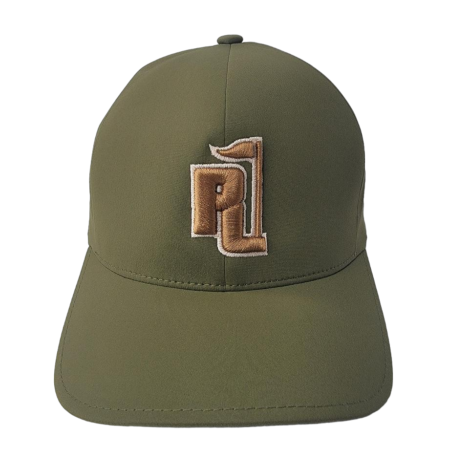 Raza Golf Olive Fitted Hat with Brown and White Logo