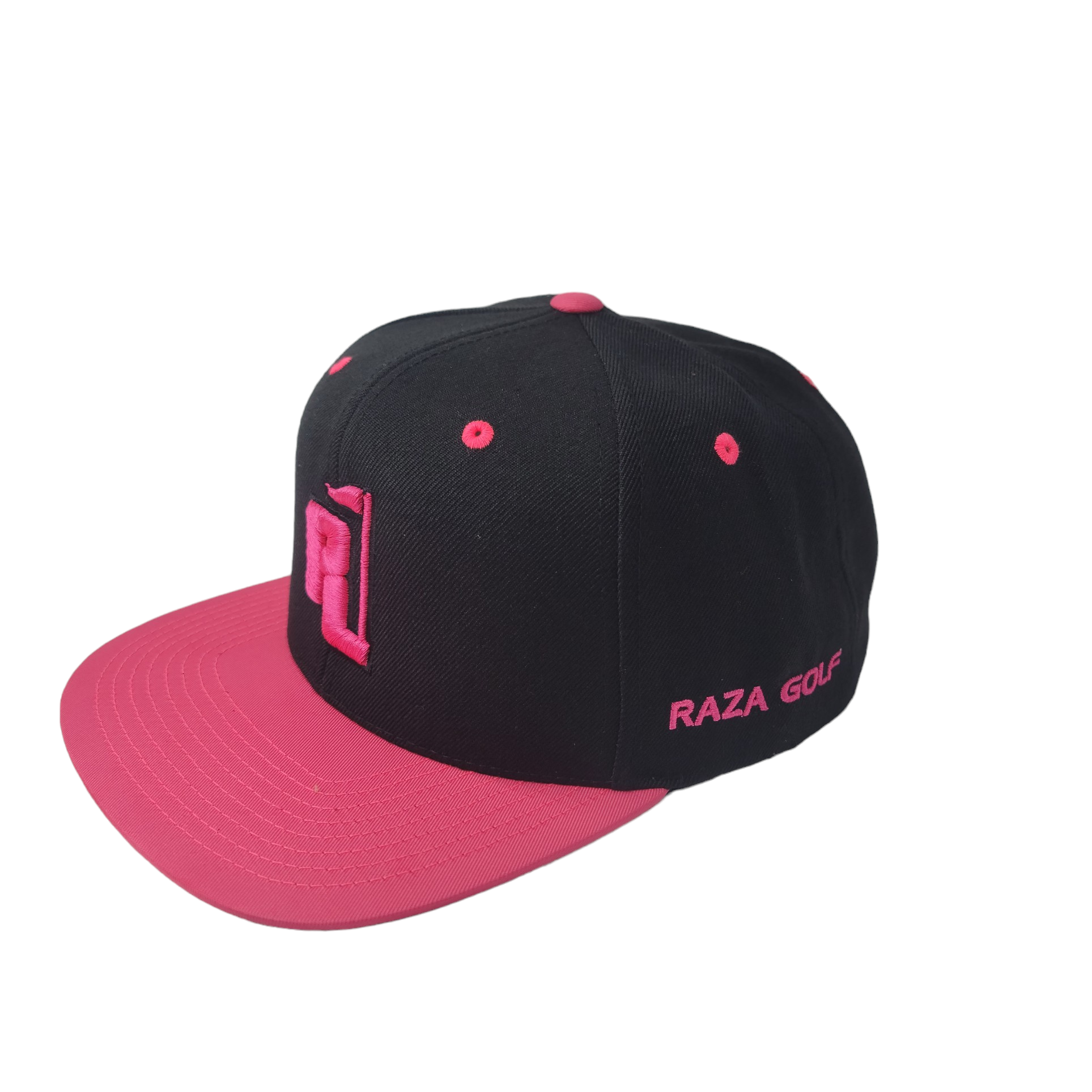 Raza Golf Black and Pink Snapback with Pink and Black Logo