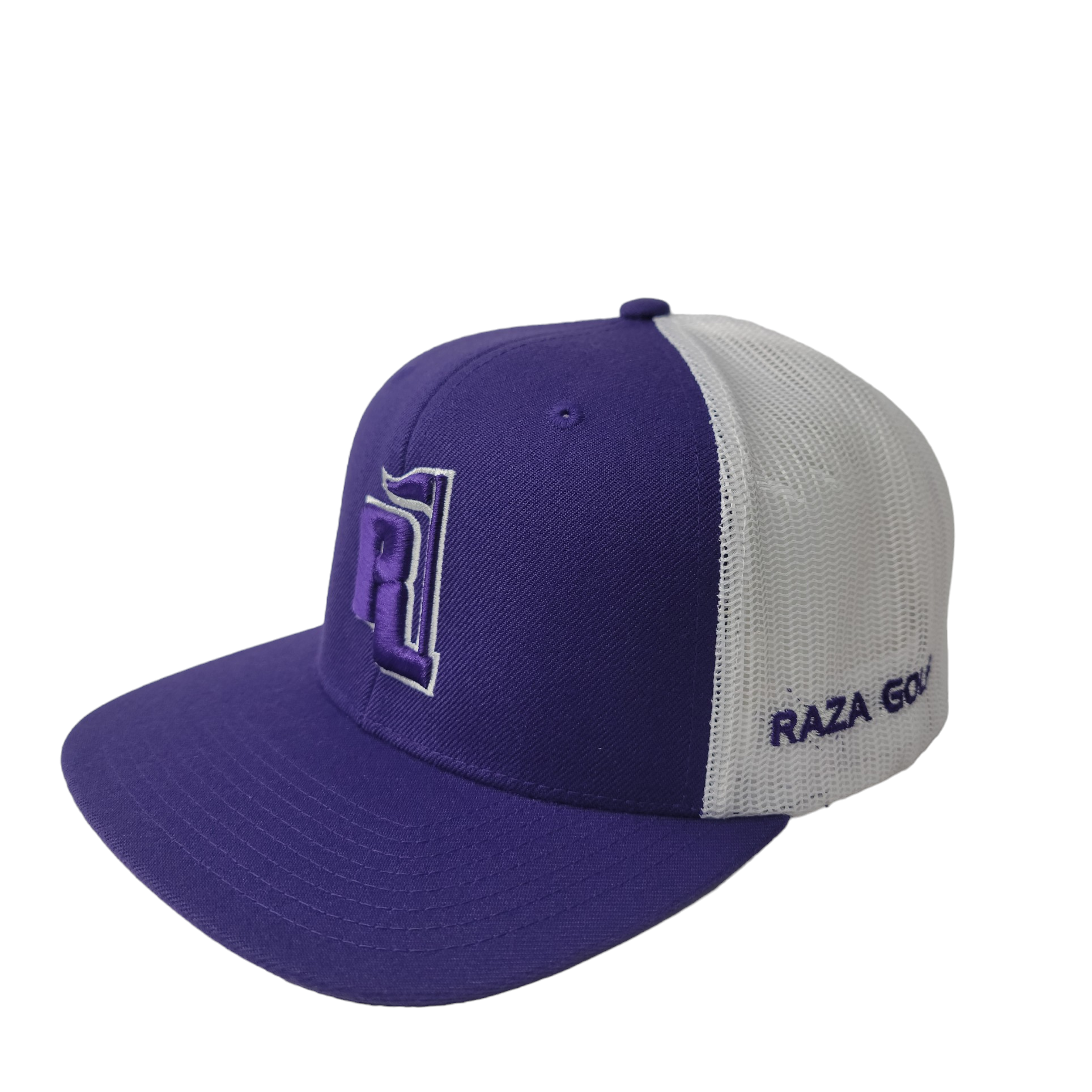 Raza Golf Purple and White Trucker with Purple and White Logo