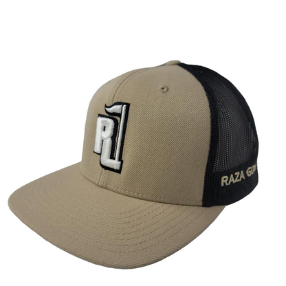 Raza Golf Khaki and Black Trucker with White and Black Logo