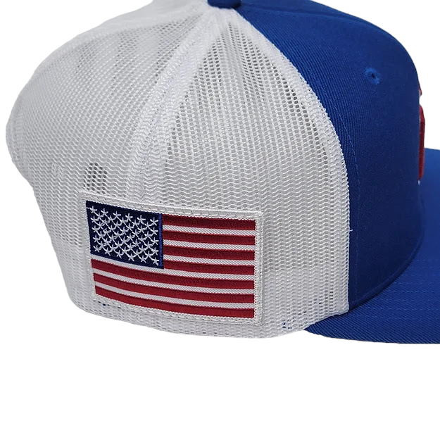 Raza Golf royal blue and white with USA flag patch on the side