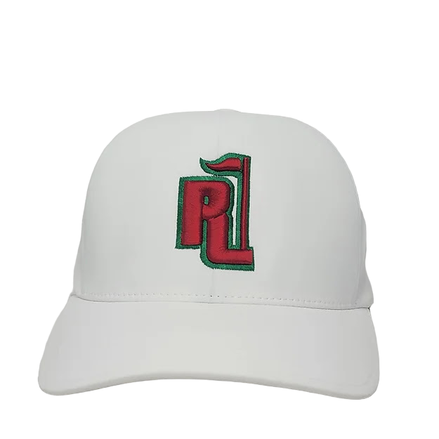 Raza Golf White Fitted Hat with Red and Green Logo