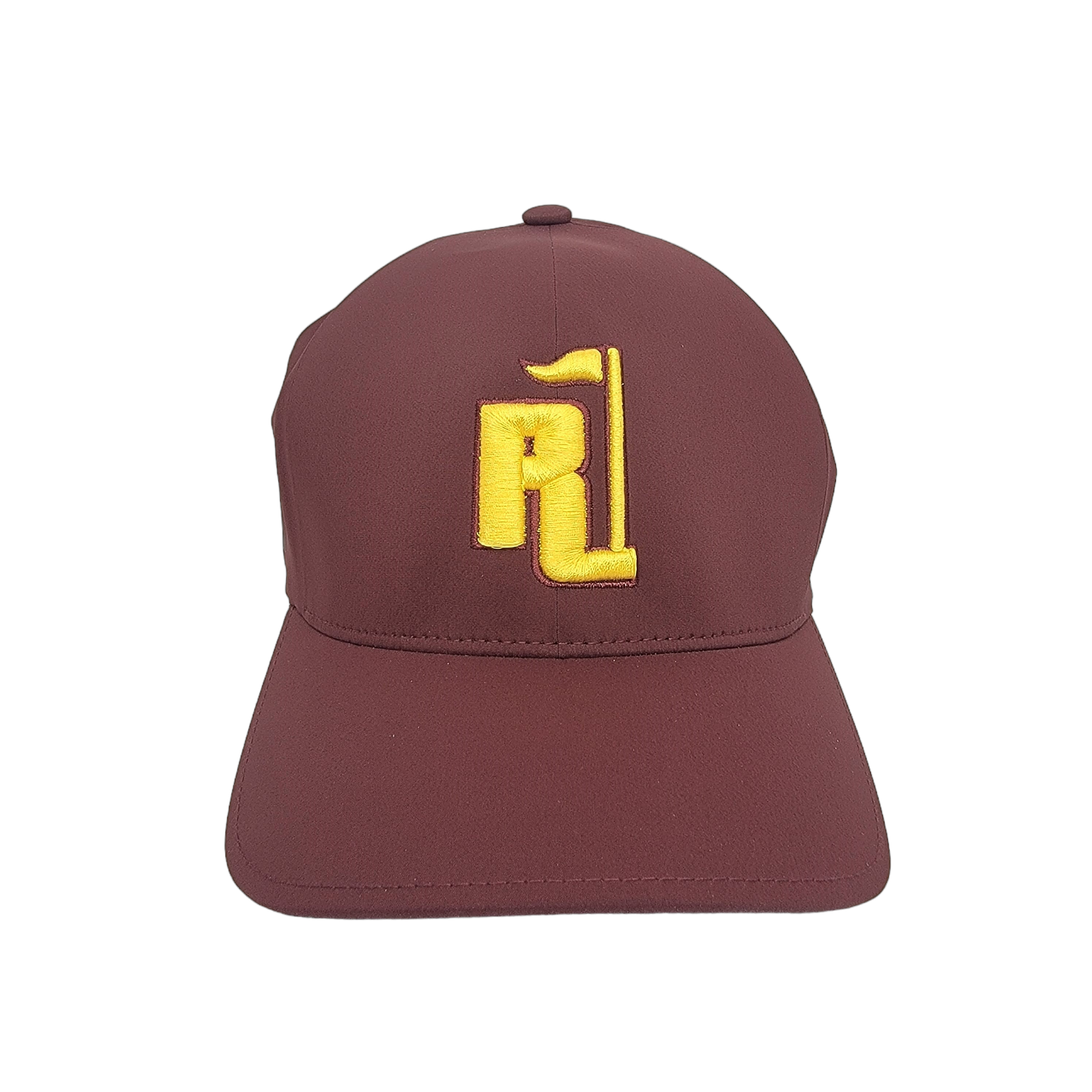 Raza Golf Maroon Fitted Hat with Yellow and Marron Logo