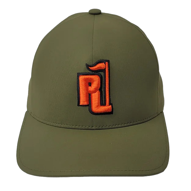 Raza Golf Olive Fitted Hat with Orange and Black Logo