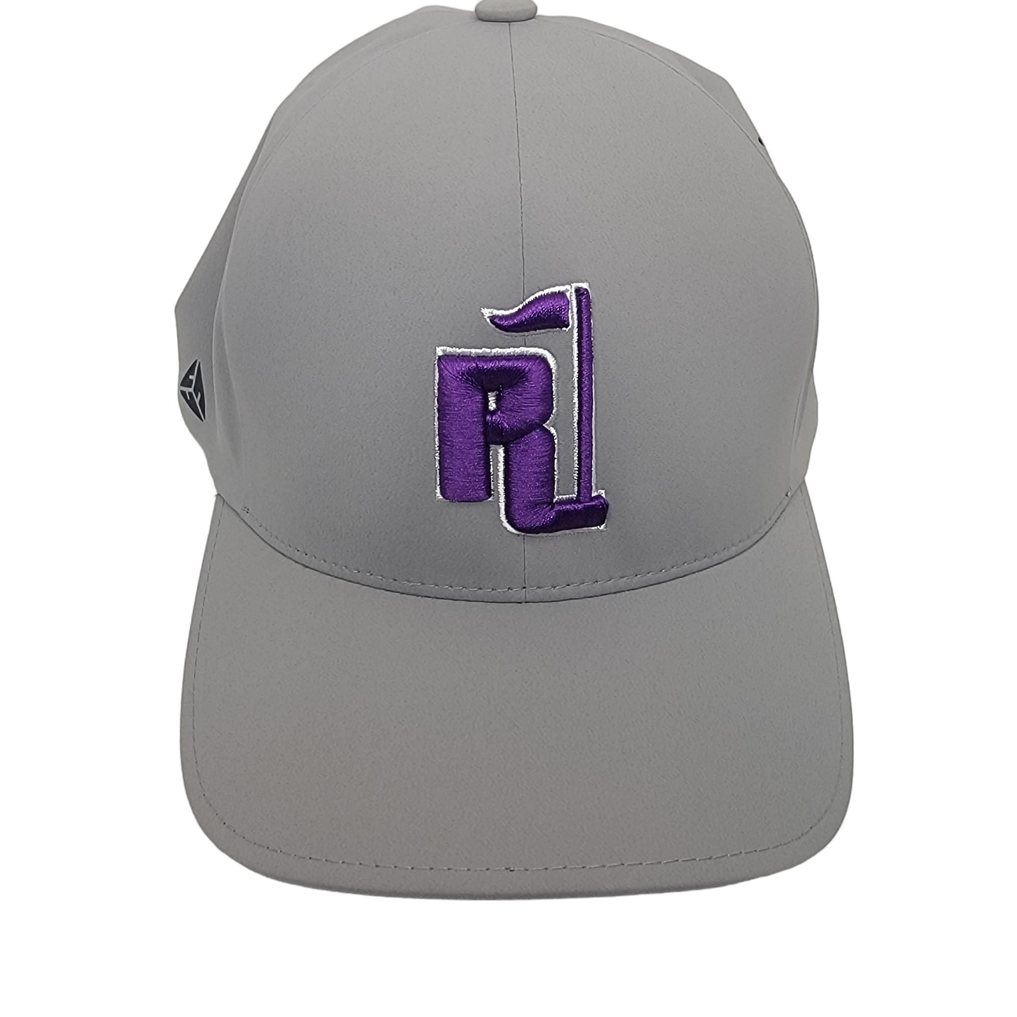 Raza Golf Gray Fitted Hat with Purple and White Logo