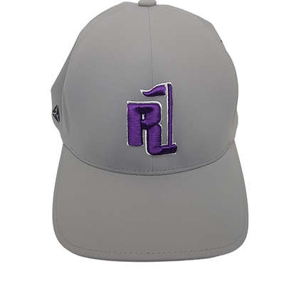 Raza Golf Gray Fitted Hat with Purple and White Logo