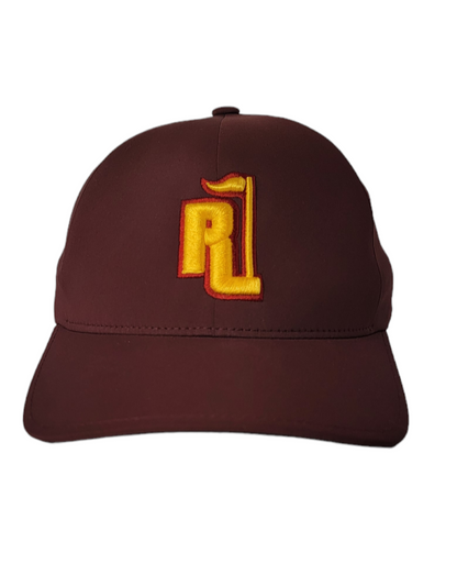 Raza Golf Burgundy Fitted Hat with Yellow and Red Logo