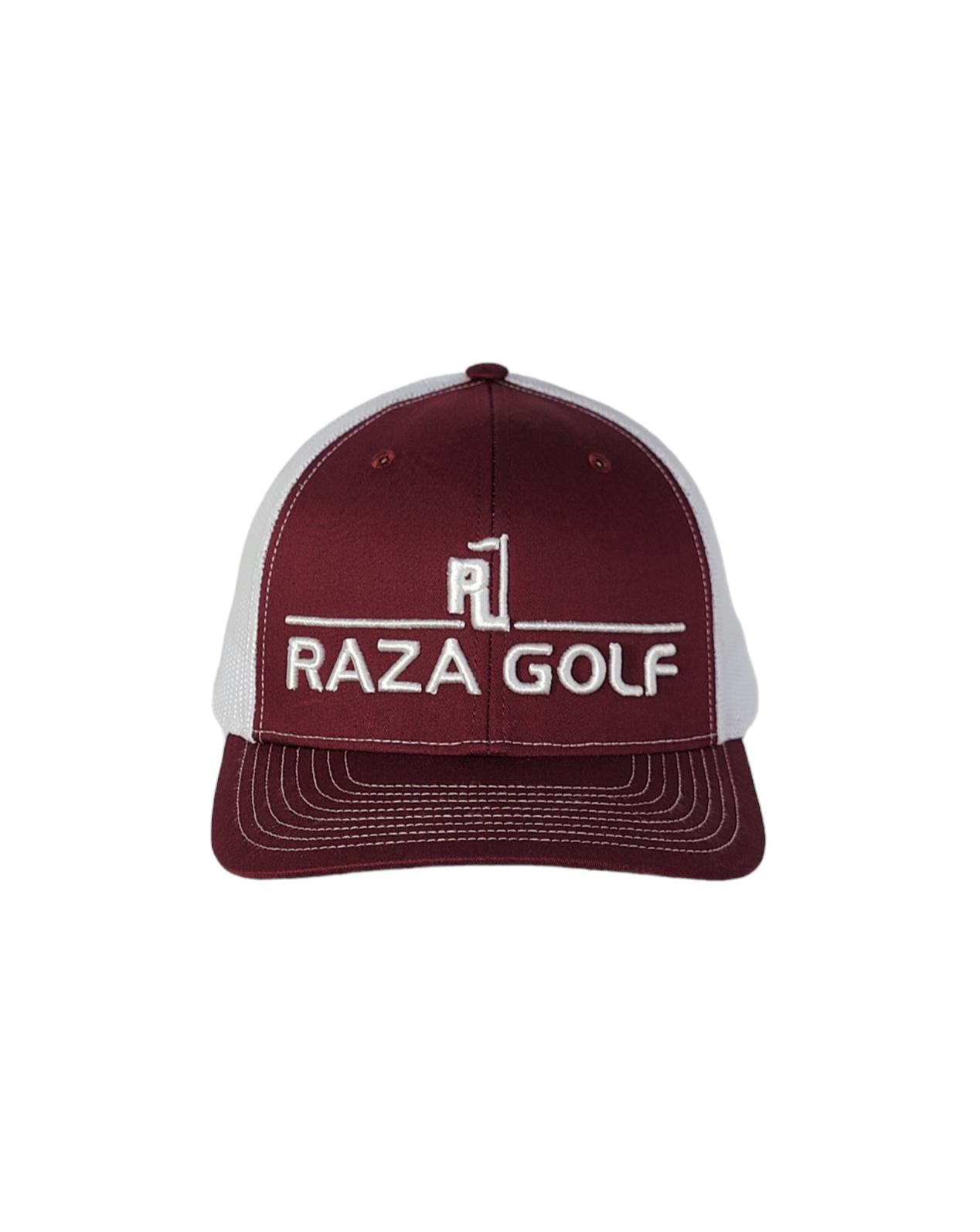 Raza Golf Maroon/White Linear Trucker Hat