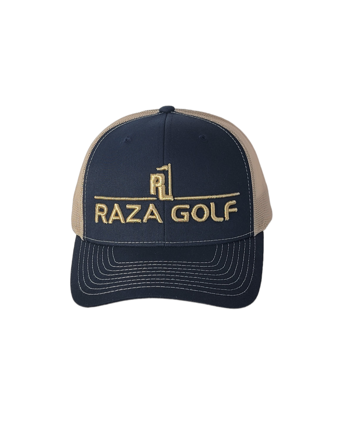 Raza Golf Navy/Khaki Linear Trucker Hat