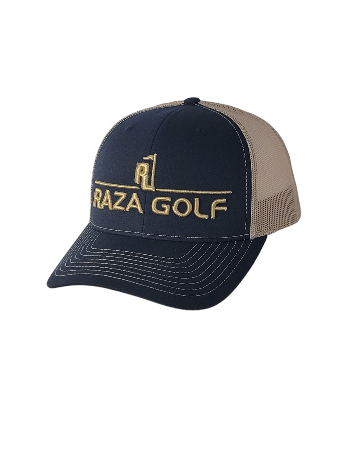 Raza Golf Navy/Khaki Linear Trucker Hat