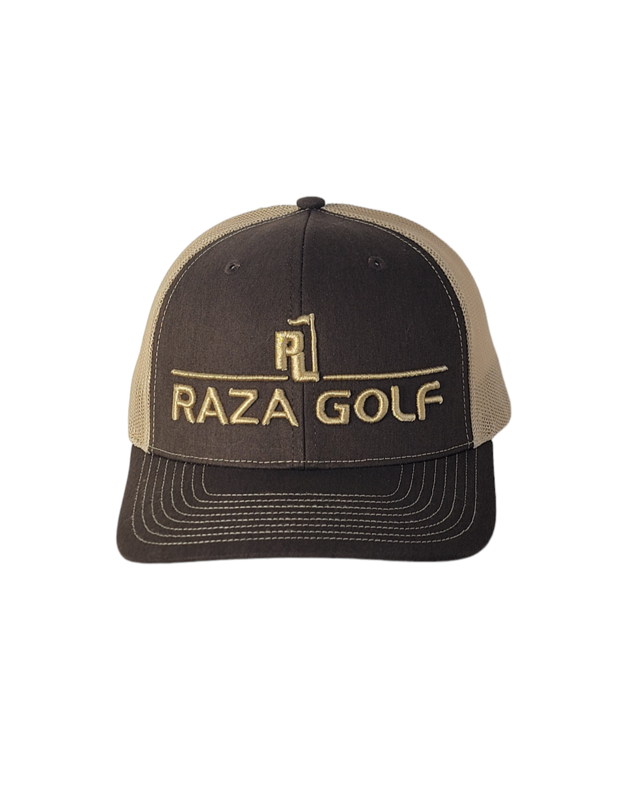 Raza Golf Brown/Khaki Linear Trucker Hat